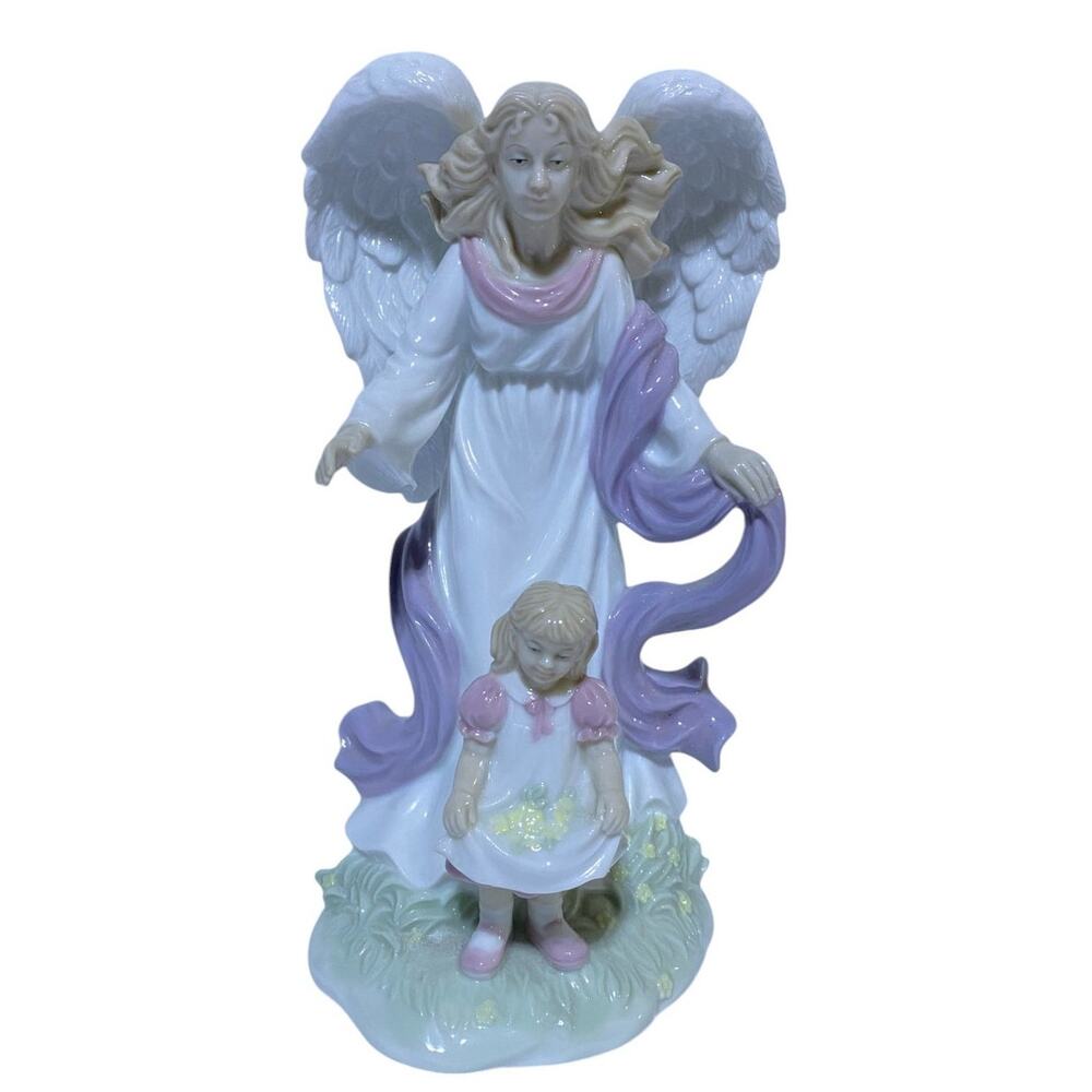 Guardian Angel With Girl Figurine Valencia Collection In the Style of Lladro